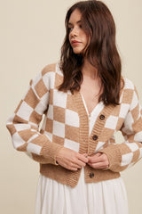 Bold Gingham Sweater Weaved Crop Cardigan king-general-store-5710.myshopify.com