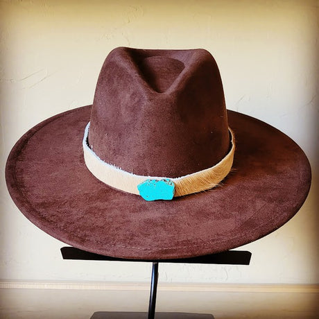 Light Hair Leather Hat Band Only w/ Turquoise Slab king-general-store-5710.myshopify.com