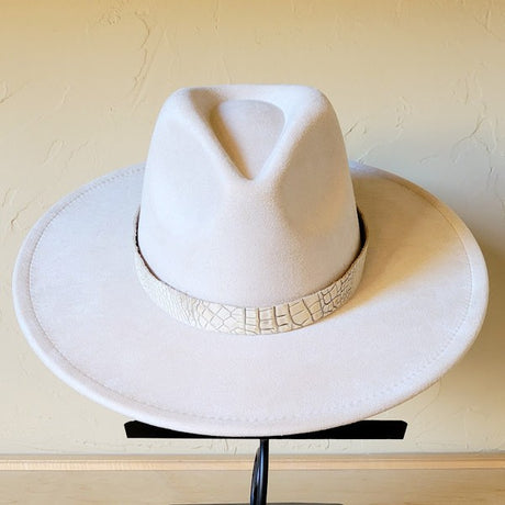 White and Gold Gator Leather Hat Band Only king-general-store-5710.myshopify.com