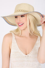 Wide Brim Summer Embroidered Boho Straw Hat