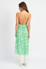 Open Back Floral Midi Dress