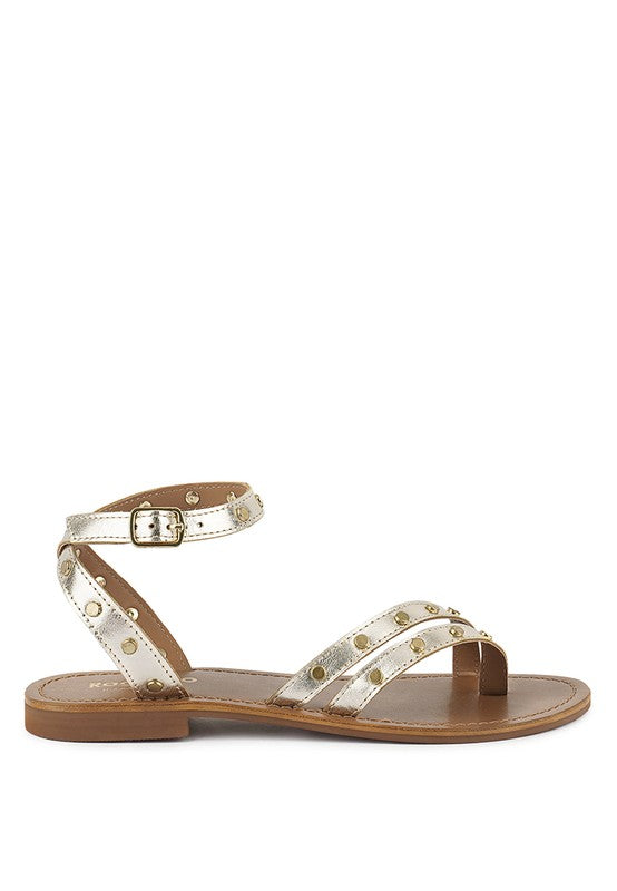 PRAH Studs Embellished Flat Sandals king-general-store-5710.myshopify.com