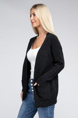 Melange Open Front Sweater Cardigan king-general-store-5710.myshopify.com