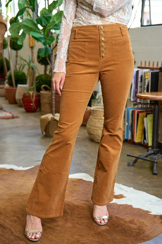 High Waist Corduroy Flare Pants king-general-store-5710.myshopify.com