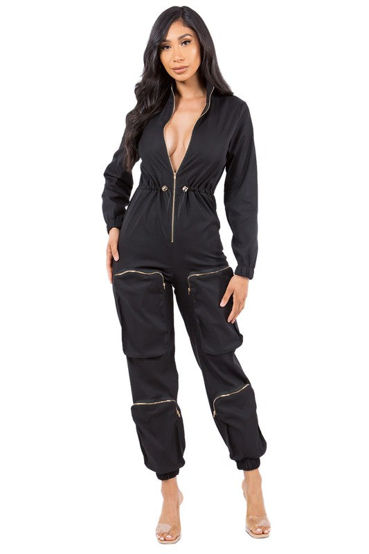 Black Sexy Cargo Style Jumpsuit king-general-store-5710.myshopify.com