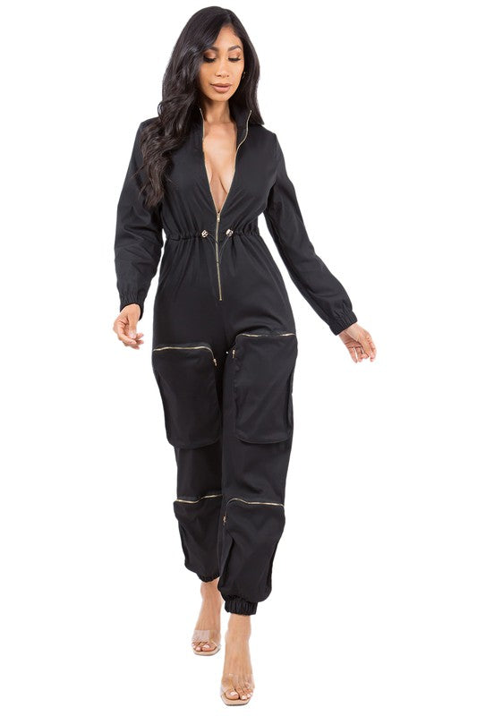 Black Sexy Cargo Style Jumpsuit king-general-store-5710.myshopify.com