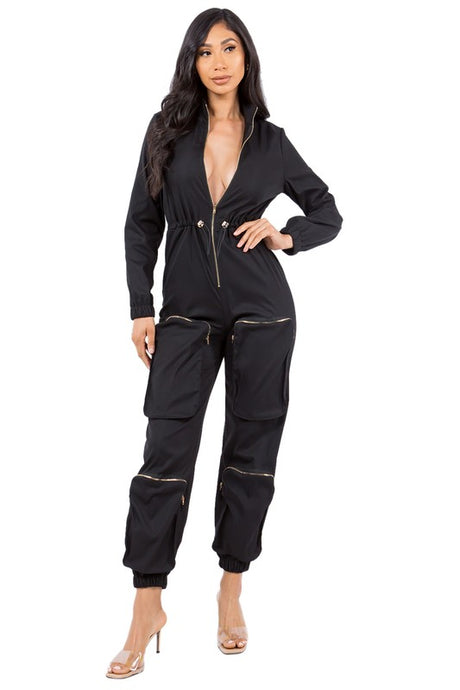 Black Sexy Cargo Style Jumpsuit king-general-store-5710.myshopify.com