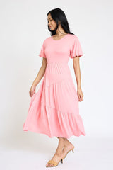 Plus Solid Diagonal Tiered Flowy Dress king-general-store-5710.myshopify.com