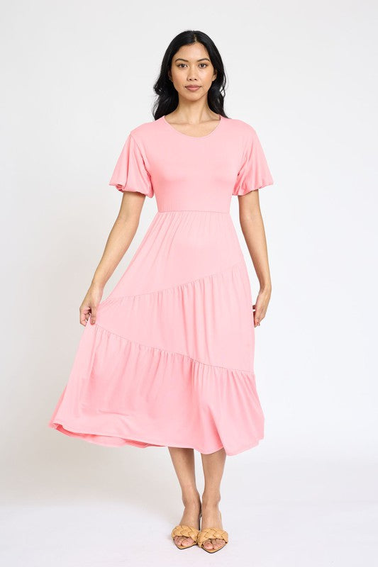 Plus Solid Diagonal Tiered Flowy Dress king-general-store-5710.myshopify.com