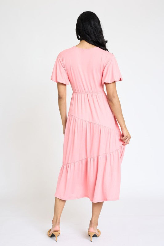 Plus Solid Diagonal Tiered Flowy Dress king-general-store-5710.myshopify.com