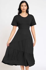 Plus Solid Diagonal Tiered Flowy Dress king-general-store-5710.myshopify.com