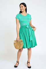 Short Sleeve Stripe Sash Dress