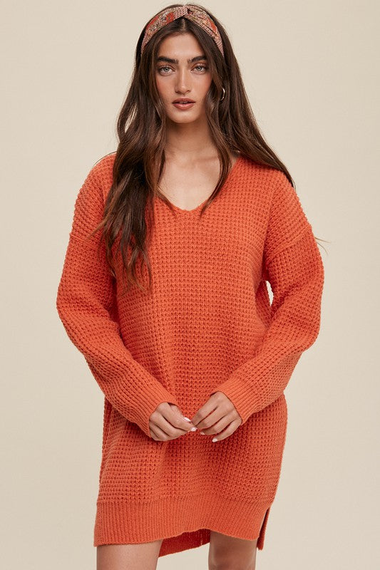 Slouchy V-neck Ribbed Knit Sweater king-general-store-5710.myshopify.com