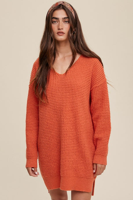 Slouchy V-neck Ribbed Knit Sweater king-general-store-5710.myshopify.com