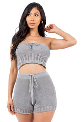 Grey Tube Top Short Set king-general-store-5710.myshopify.com