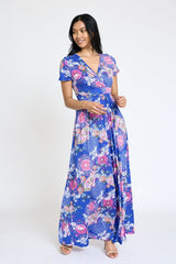 Plus Spring Pattern Surplice Maxi Dress