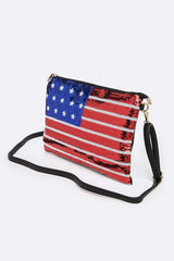 USA Flag Sequins Convertible Crossbody Bag