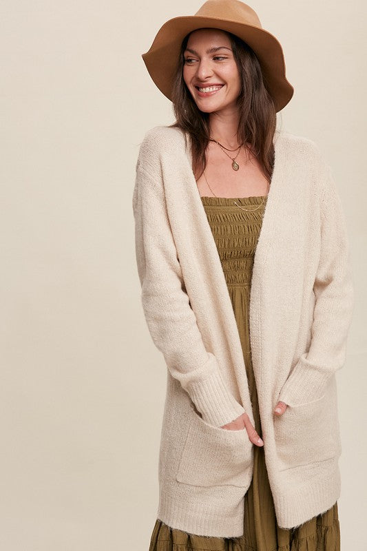 Two Pocket Open-Front Long Knit Cardigan king-general-store-5710.myshopify.com