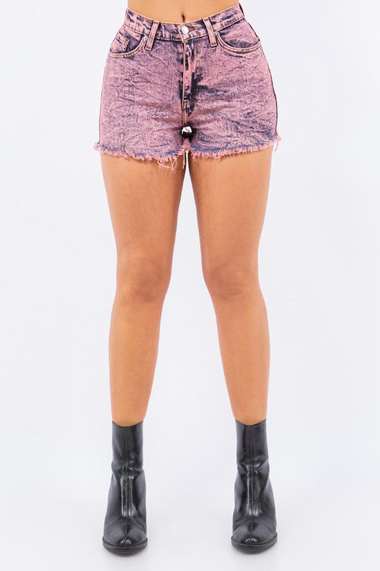 Mineral Pink Frayed Hem Denim Shorts king-general-store-5710.myshopify.com