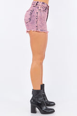 Mineral Pink Frayed Hem Denim Shorts king-general-store-5710.myshopify.com