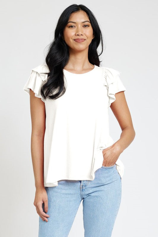 Spring Double Ruffle Sleeve Top