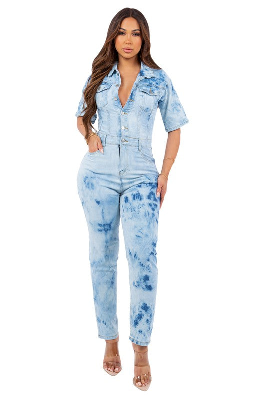 SEXY TIE DRY DENIM JUMPSUIT king-general-store-5710.myshopify.com