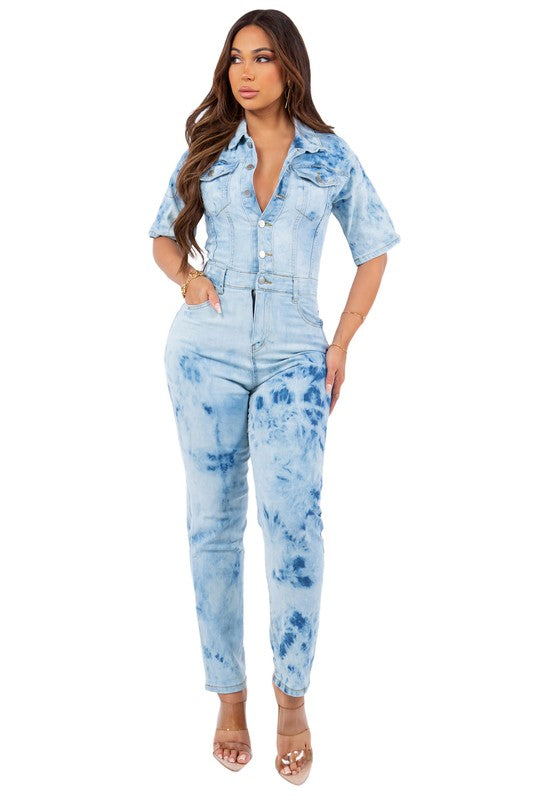 SEXY TIE DRY DENIM JUMPSUIT king-general-store-5710.myshopify.com