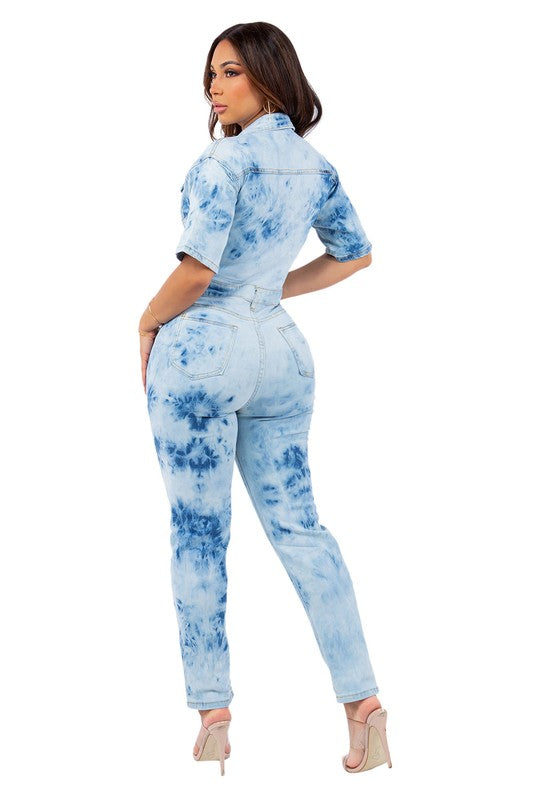 SEXY TIE DRY DENIM JUMPSUIT king-general-store-5710.myshopify.com