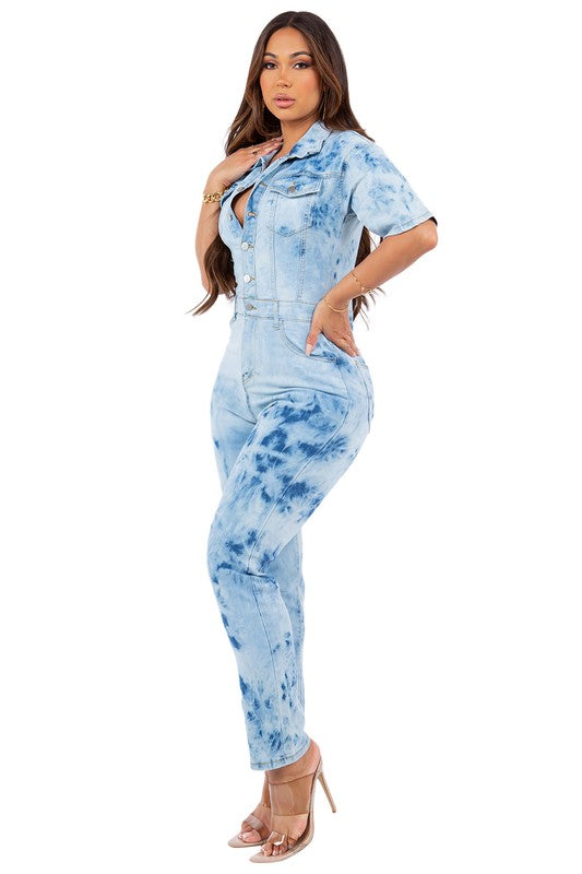 SEXY TIE DRY DENIM JUMPSUIT king-general-store-5710.myshopify.com