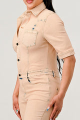 ATHINA WASHED DENIM HALF SLEEVE JUMPSUIT king-general-store-5710.myshopify.com