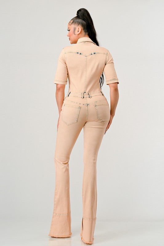 ATHINA WASHED DENIM HALF SLEEVE JUMPSUIT king-general-store-5710.myshopify.com