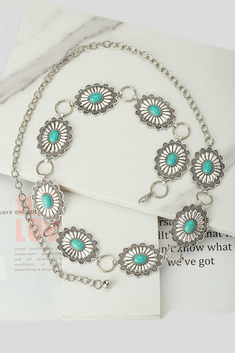 Boho Oval with Turquoise Waist/Belly Chain king-general-store-5710.myshopify.com