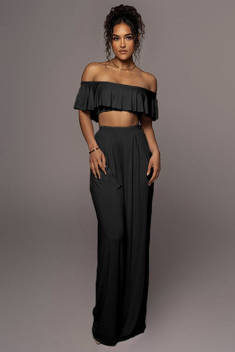 Off Shoulder Ruffle Top Pants Set king-general-store-5710.myshopify.com