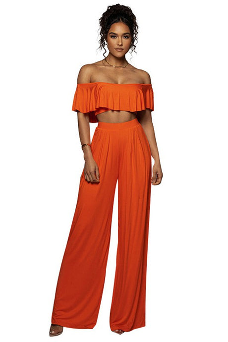 Off Shoulder Ruffle Top Pant Set king-general-store-5710.myshopify.com