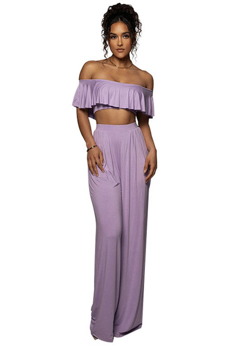 Off Shoulder Ruffle Top Pant Set king-general-store-5710.myshopify.com