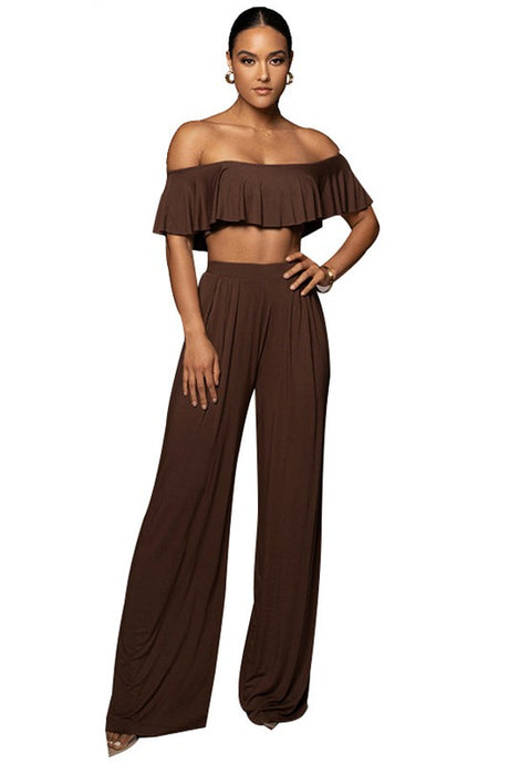 Off Shoulder Sexy Ruffle Top Pants Set king-general-store-5710.myshopify.com