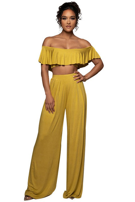 Off Shoulder Sexy Ruffle Top Pants Set king-general-store-5710.myshopify.com