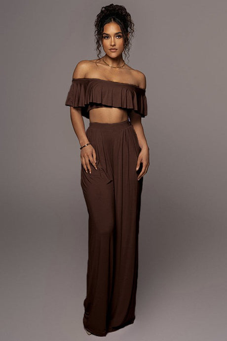 Off Shoulder Sexy Ruffle Top Pants Set king-general-store-5710.myshopify.com