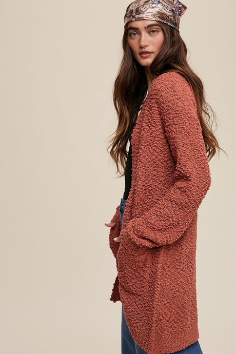 Popcorn Open Knit Cardigan Sweater king-general-store-5710.myshopify.com