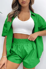 Half Sleeve Shirt & Elastic Waist Short Set