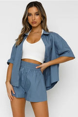 Half Sleeve Shirt & Elastic Waist Short Set