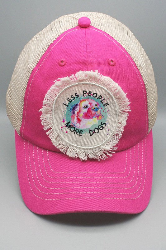 Less People More Dogs Summer Patch Trucker Hat king-general-store-5710.myshopify.com
