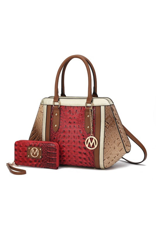 MKF Collection Daisy Croco Satchel & Wallet by Mia king-general-store-5710.myshopify.com