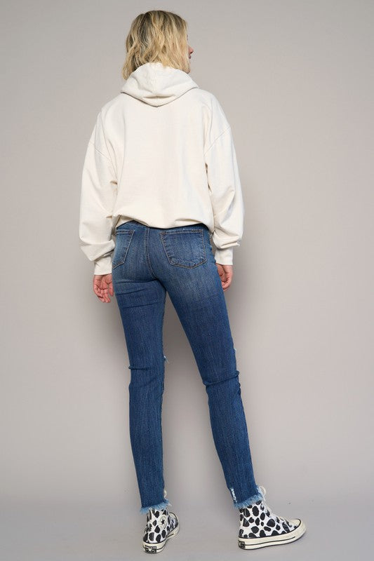 Mid-Rise Crop Slim Skinny Dark Wash Denim Jeans