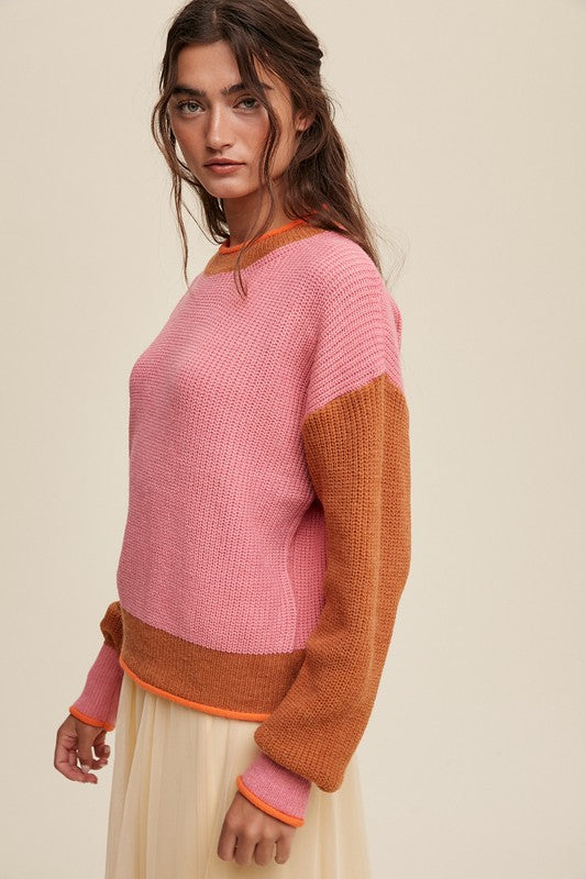 Color Block Ribbed Knit Sweater king-general-store-5710.myshopify.com