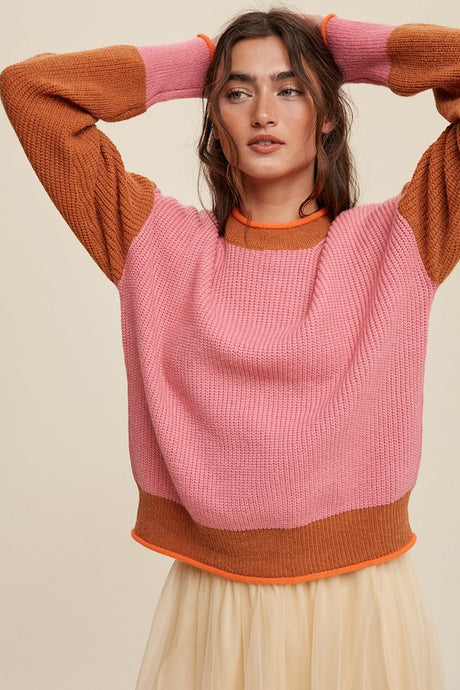 Color Block Ribbed Knit Sweater king-general-store-5710.myshopify.com