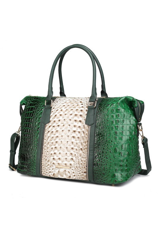 MKF Faux Crocodile-Embossed Duffle Bag by Mia K king-general-store-5710.myshopify.com