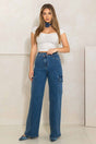 High Rise Crossed Waist Cargo Wide Jeans king-general-store-5710.myshopify.com