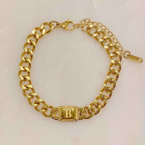 Uptown Cuban Chain Initial Bracelet king-general-store-5710.myshopify.com