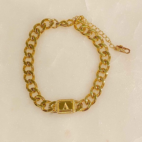 Uptown Cuban Chain Initial Bracelet king-general-store-5710.myshopify.com